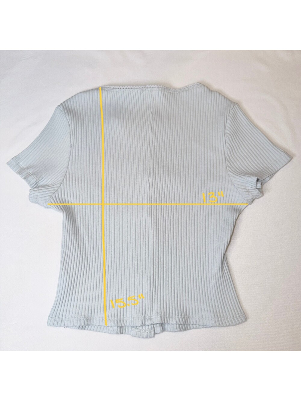 Miou Muse Light Blue Button Front Ribbed Top - M - Picture 6 of 6